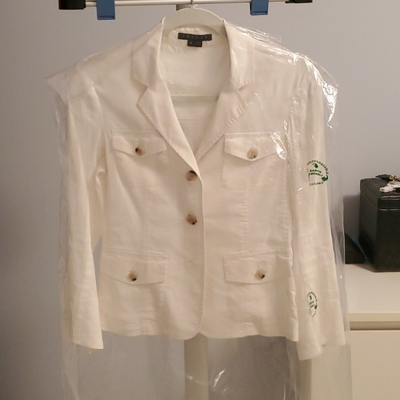 Theory White Linen Jacket Size 4 - Picture 8 of 10